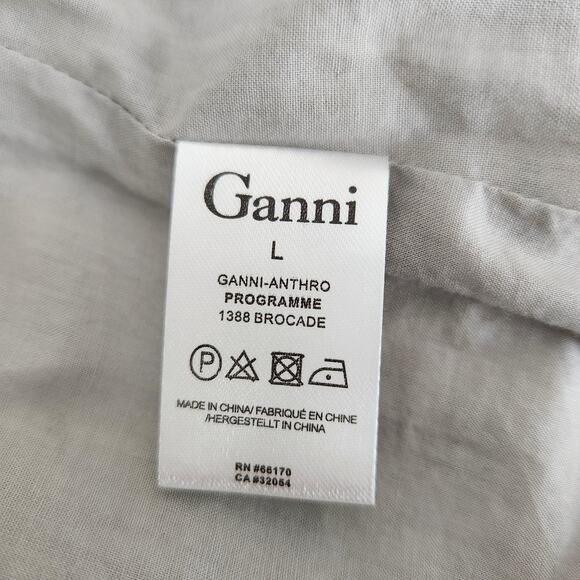 GANNI Metallic Brocade Blazer Gold Taupe Geometric Open Front Size Large - Picture 7 of 7